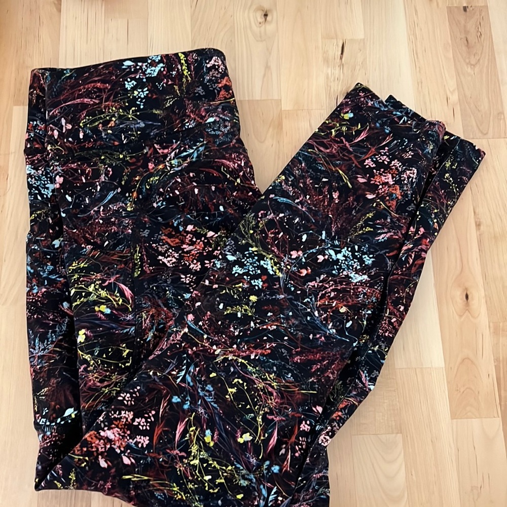 Lululemon leggings, black base with assortment of other colors